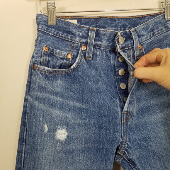 Levi's Premium Button Fly Jeans Blue Size 24 - Picture 3 of 9